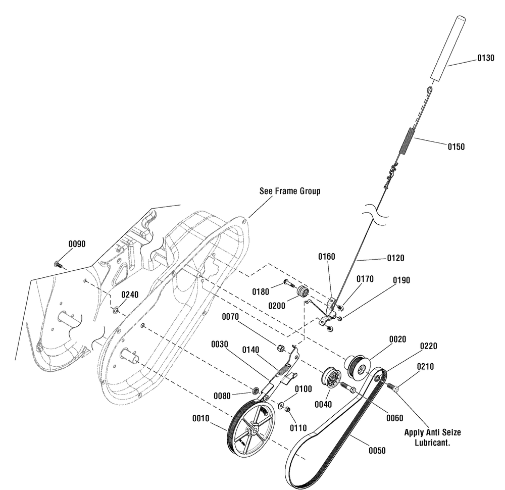 Auger Drive Group Diagram and Parts List for  Briggs and Stratton Snow Blower